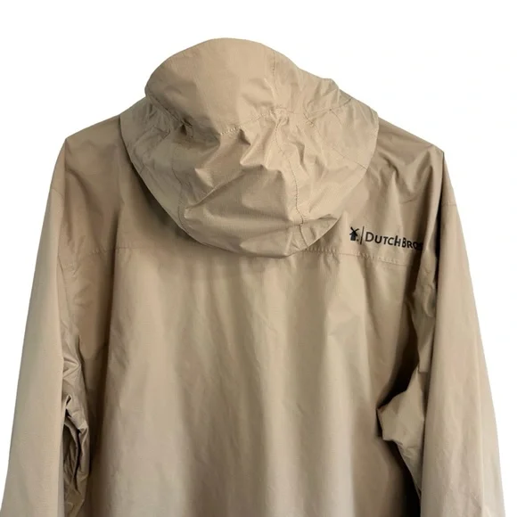 Dutch Bros Coffee Khaki Full Zip Up Rain Jacket MEDIUM + XXL Excellent Unisex - Picture 3 of 15